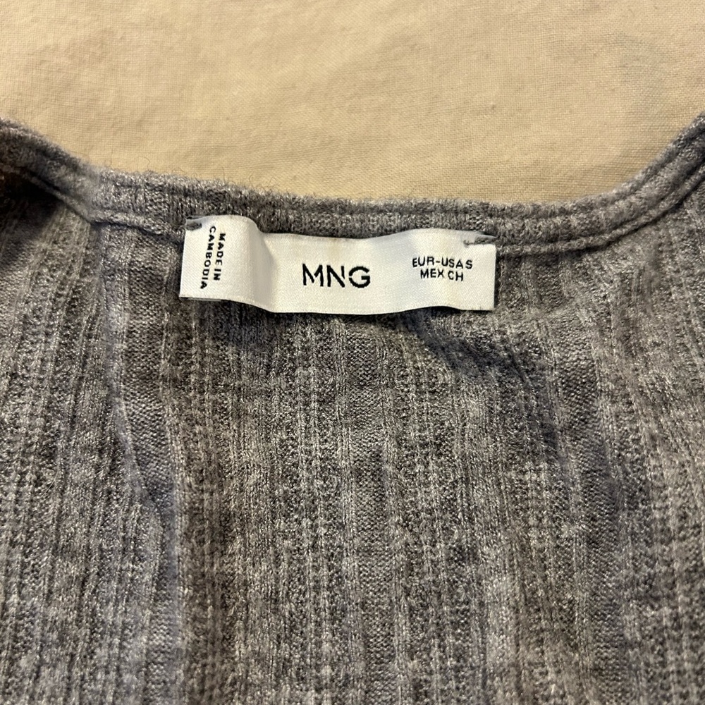 Mango Charcoal Ribbed Knit Top, - Picture 3 of 4